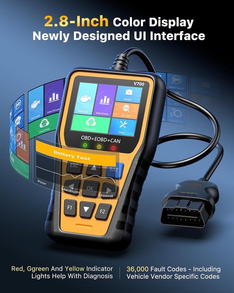Xiauodo OBD2 Scanner Car Code Reader Support Voltage Test Plug and Play Fixd Car CAN Diagnostic Scan Tool Read and Clear Engine Error Codes for All OBDII Protocol Vehicles Since 1996（Yellow） - Image 4